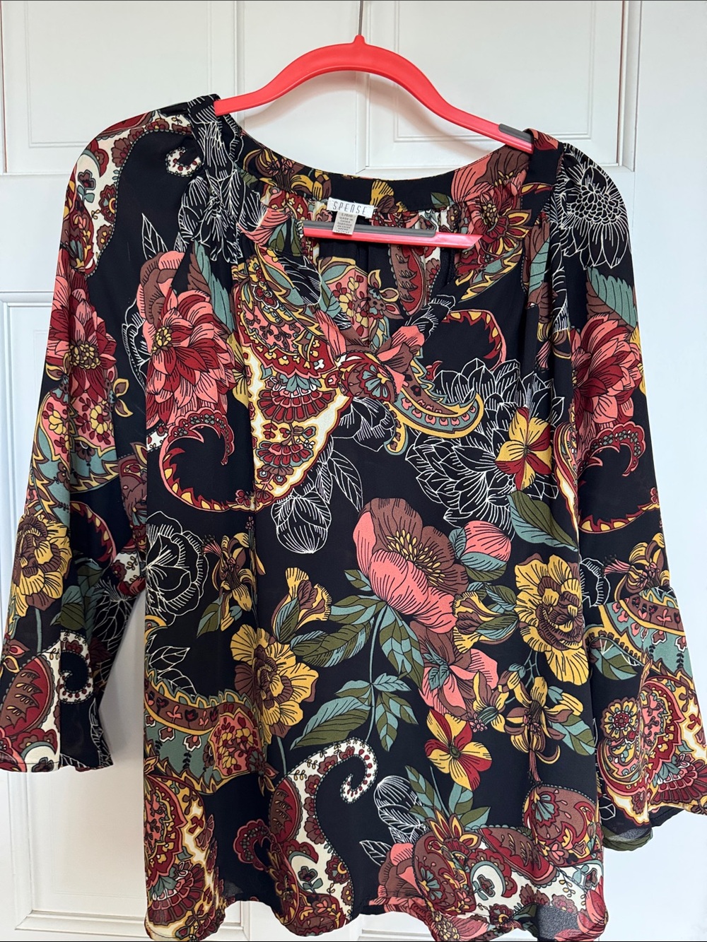 Spense Black Floral Paisley  Blouse